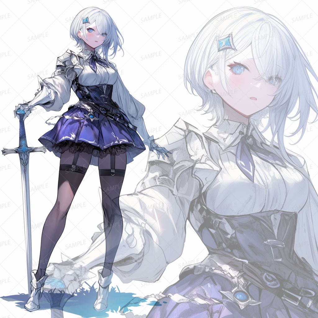 【立ち絵_0155】氷剣を携えし白銀の乙女