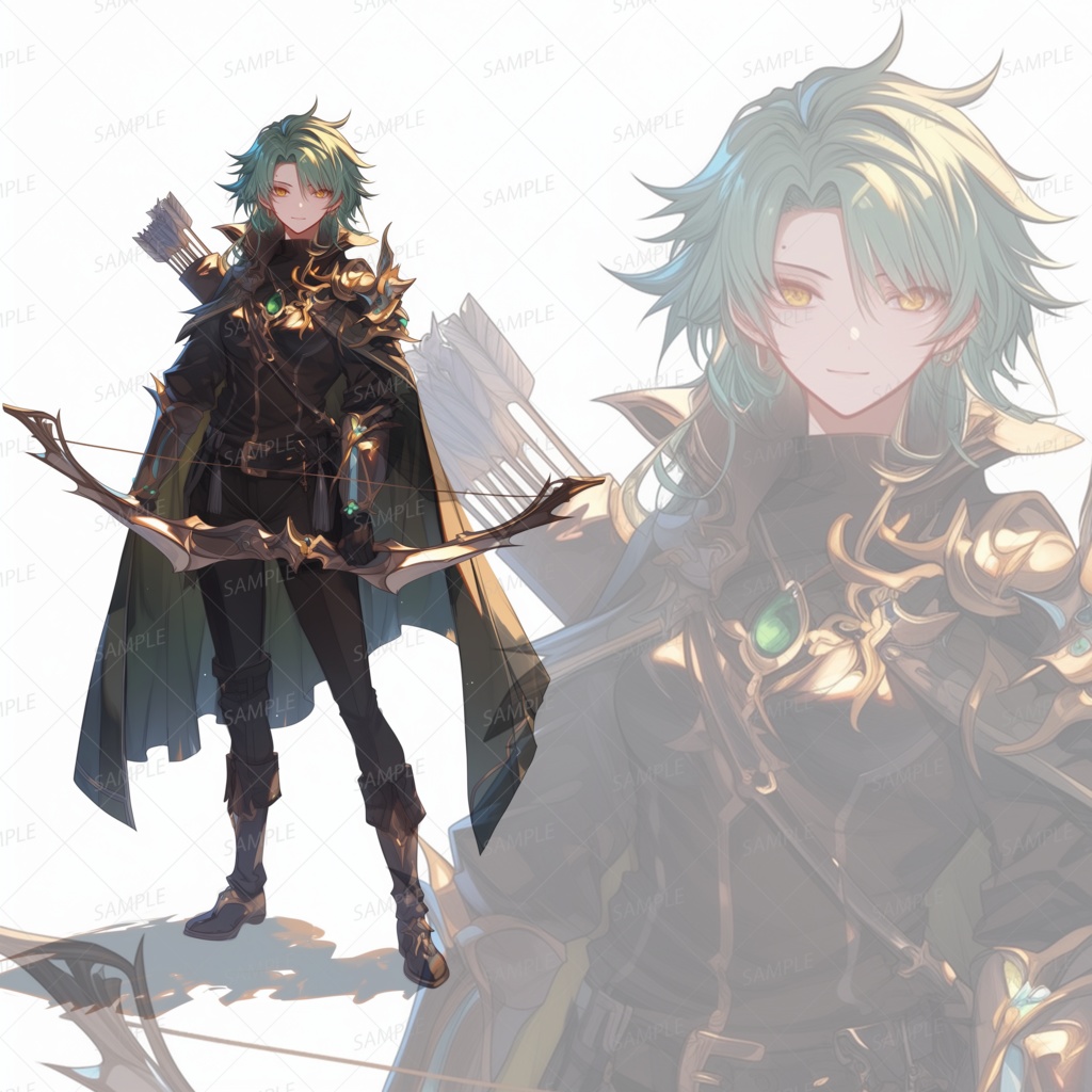 【立ち絵_0172】黒衣の翡翠弓士