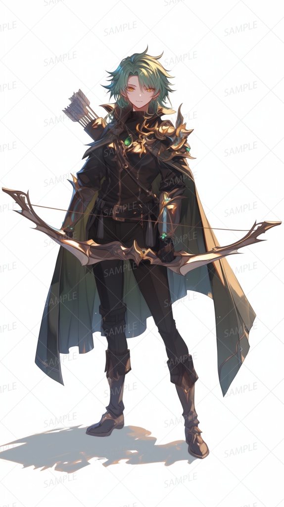 【立ち絵_0172】黒衣の翡翠弓士