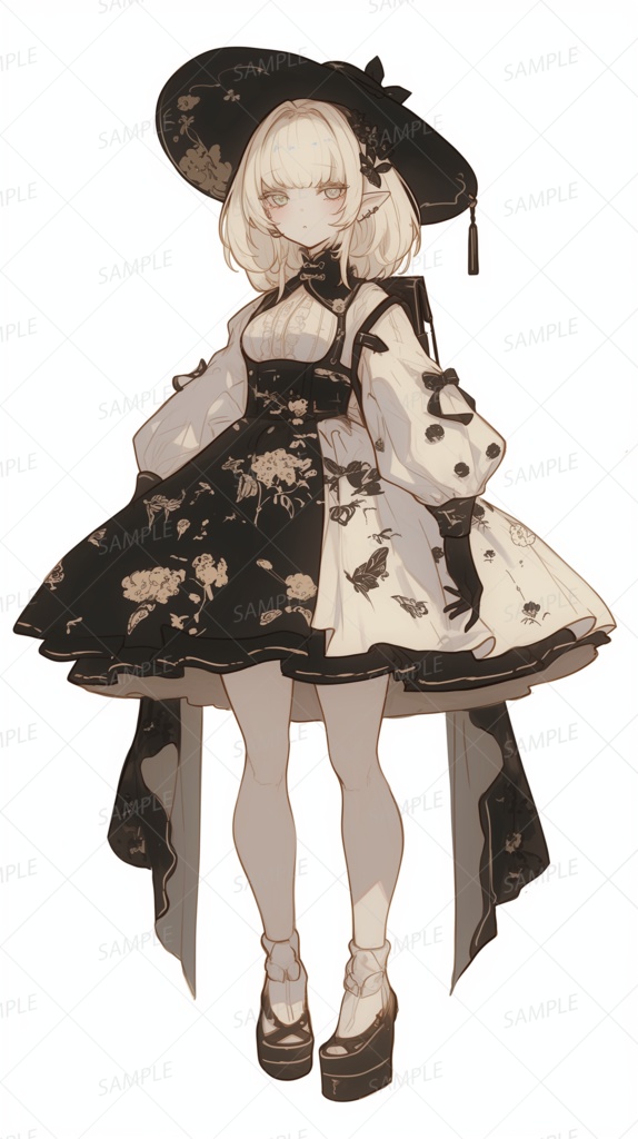 【立ち絵_0182】白黒のエルフ魔女