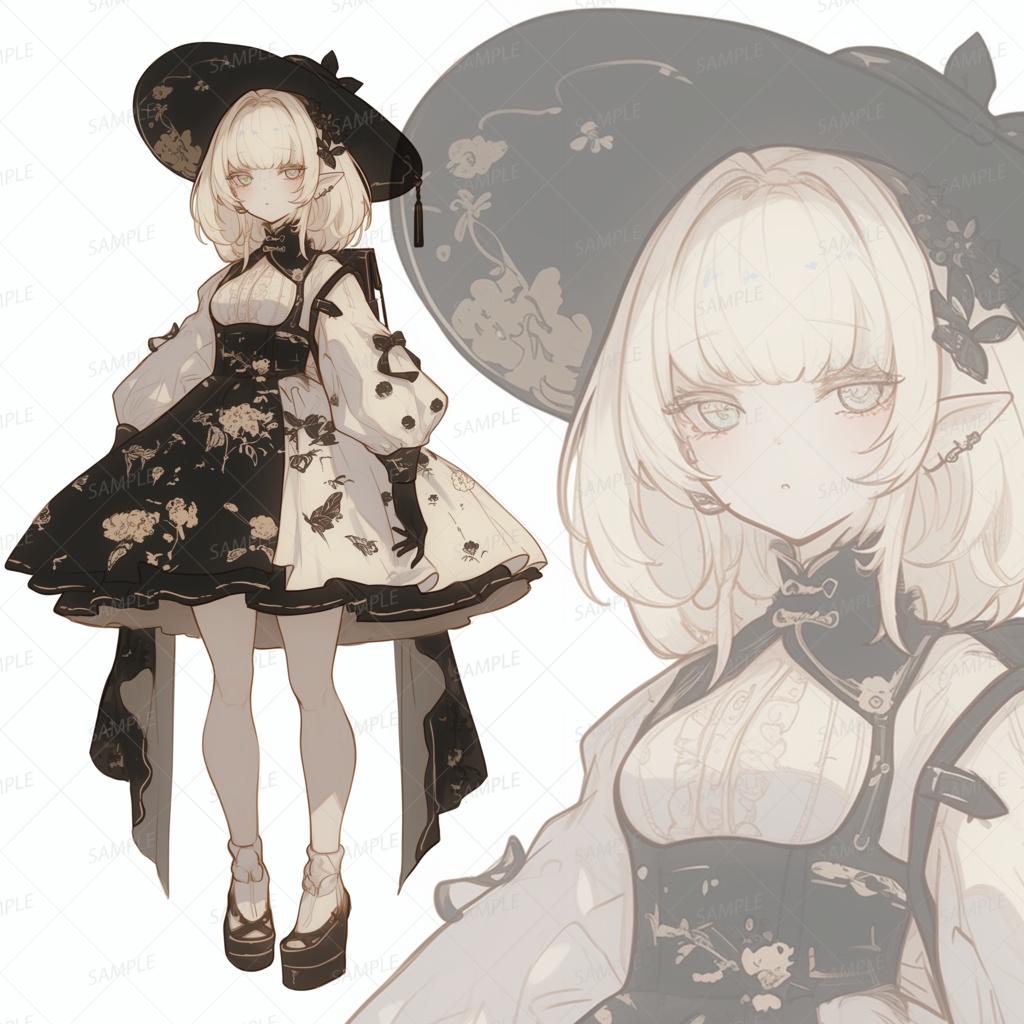 【立ち絵_0182】白黒のエルフ魔女