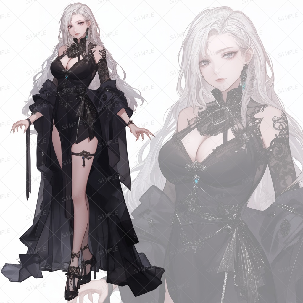 【立ち絵_0208】漆黒に舞う月下の魔女