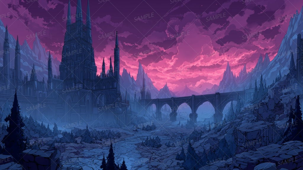 【背景_0052】沈黙の大聖堂と血色の空