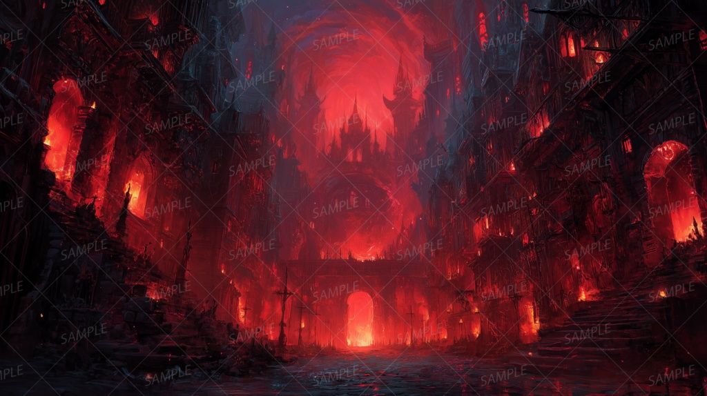 【背景_0054】魔炎に沈む旧王朝の亡都