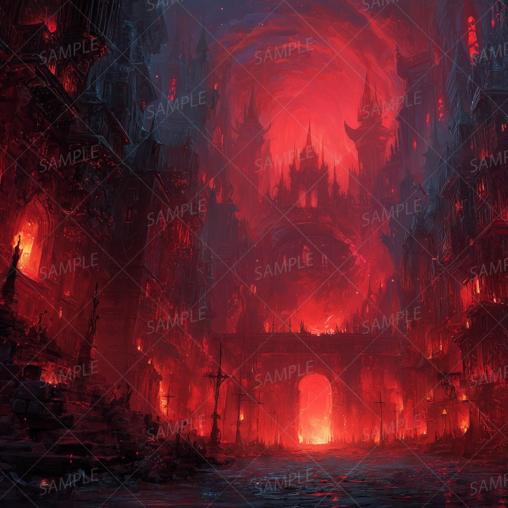 【背景_0054】魔炎に沈む旧王朝の亡都