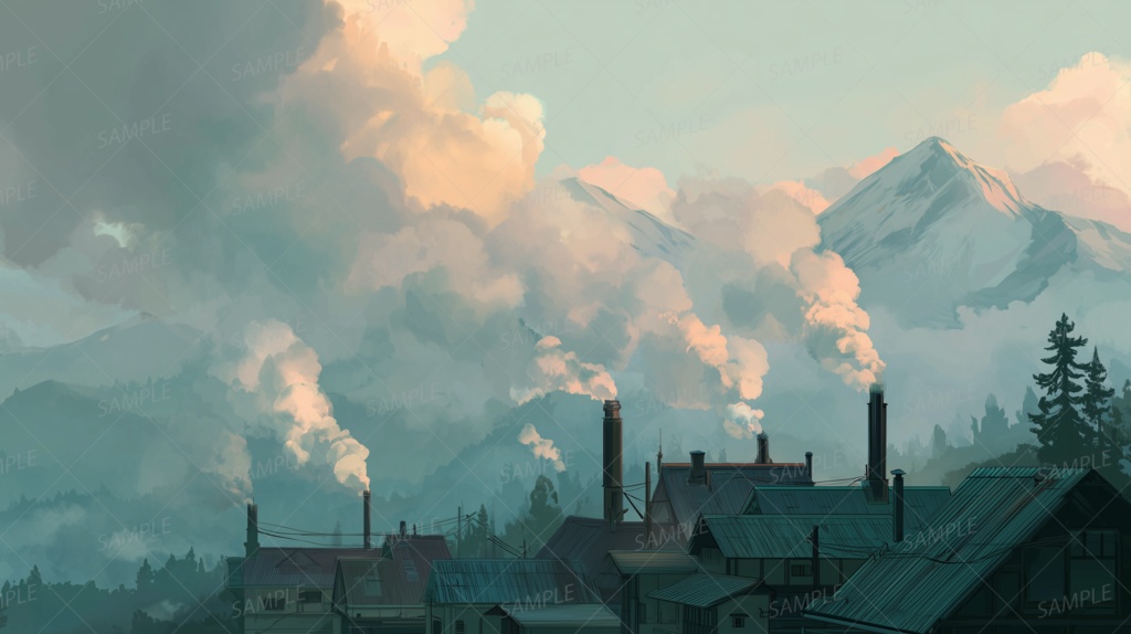 【背景_0055】冬霧町の工場歌