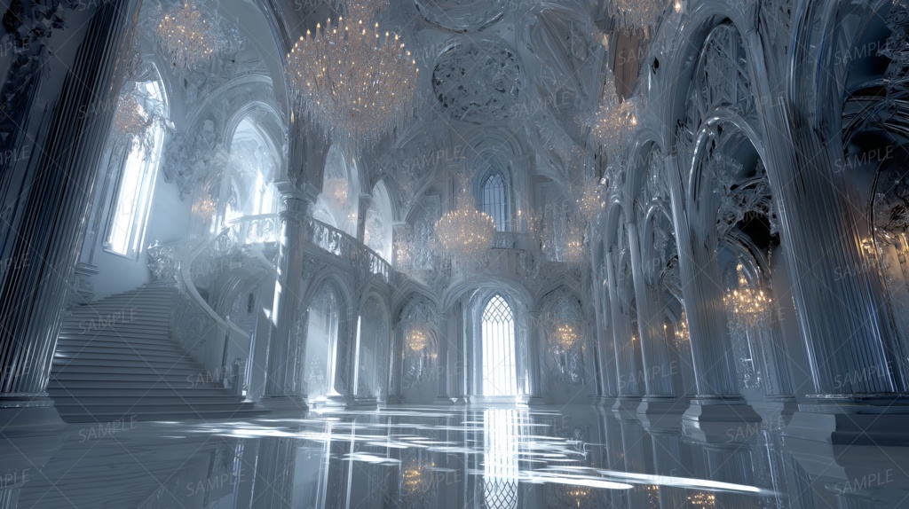 【背景_0060】蒼玻璃の礼拝堂