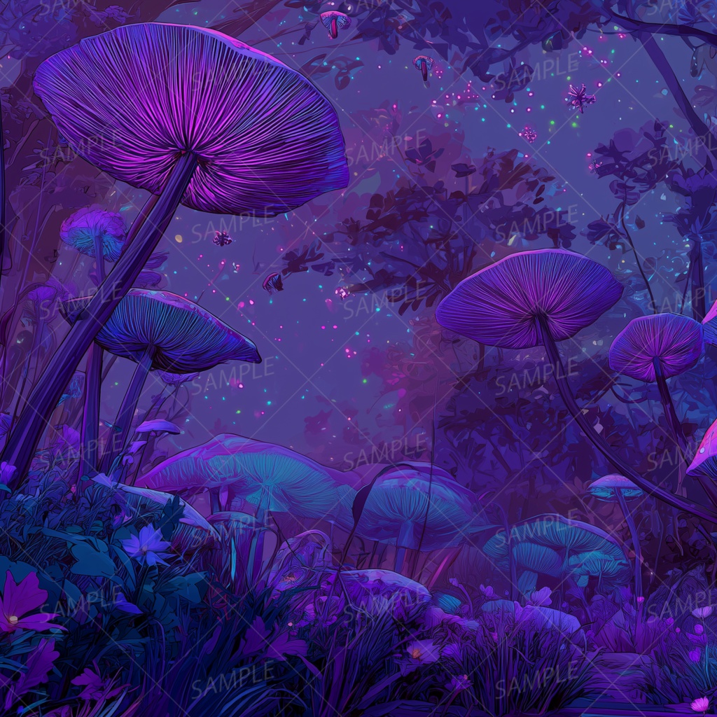 【背景_0066】星降るキノコの森