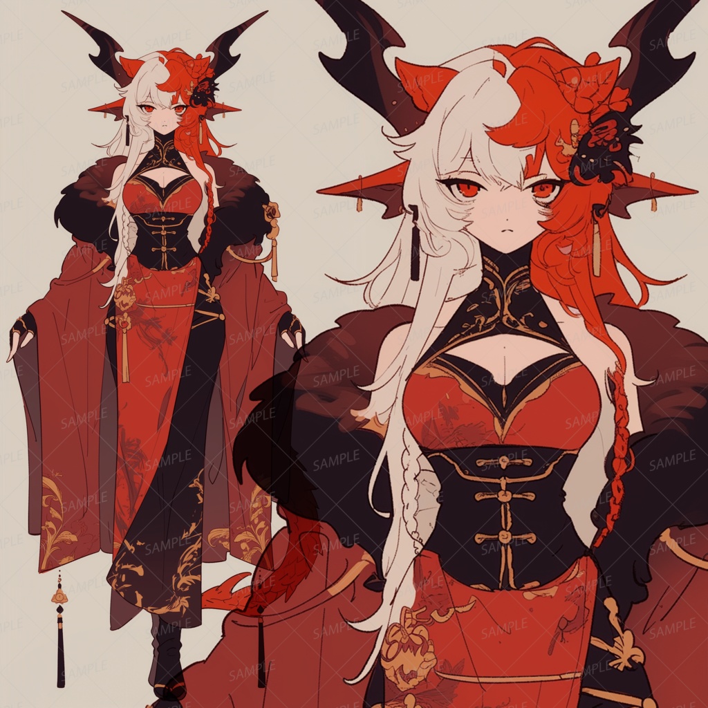 【立ち絵_0251】紅蓮を纏う双角の貴妃