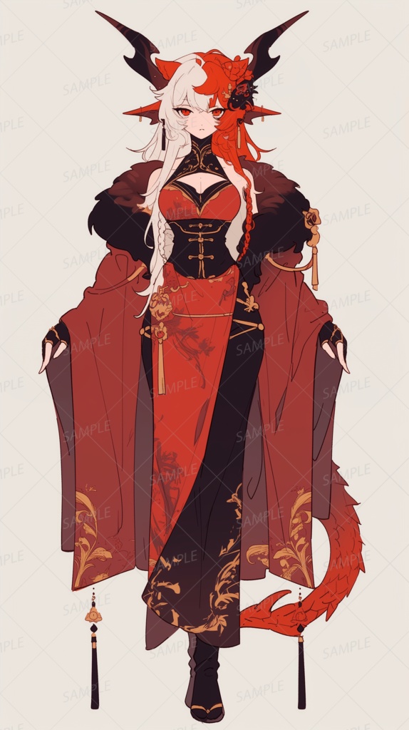 【立ち絵_0251】紅蓮を纏う双角の貴妃