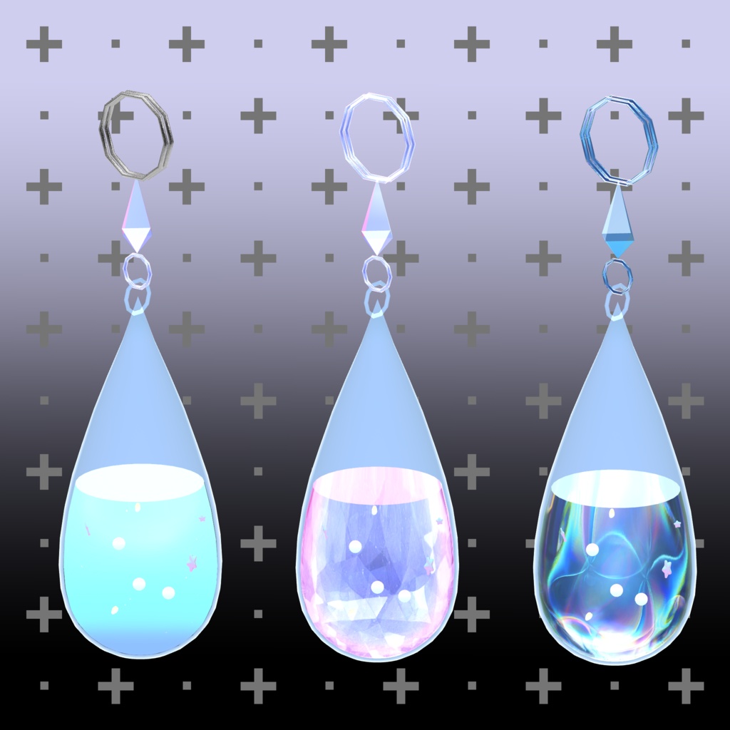 🩵Stellar Dew🩵 傾けると中の水が動くイヤリング!!MA調整済み ※一部アバター位置調整済み