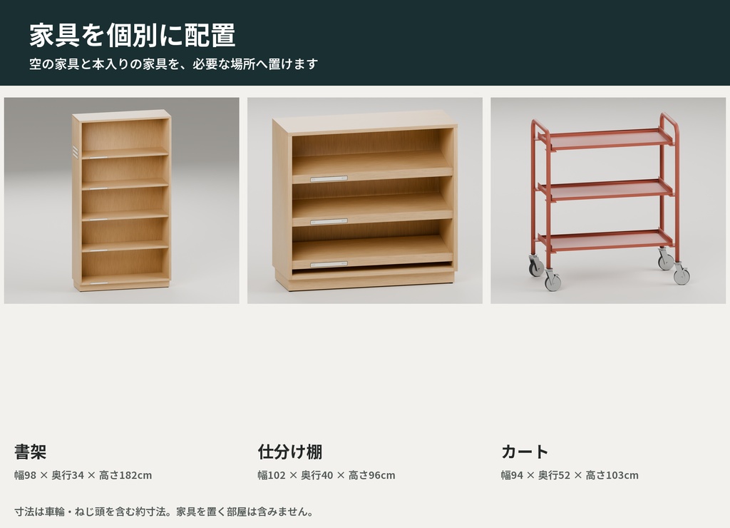 図書館の返却・配架コーナー3Dセット