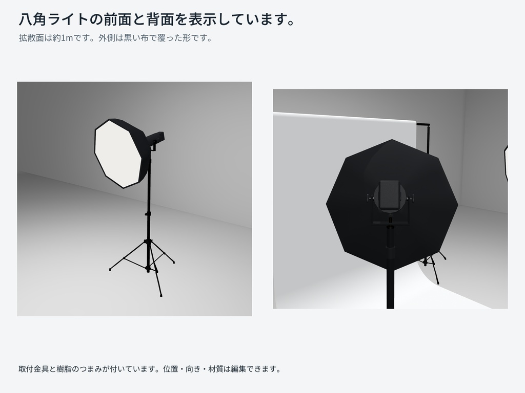 背景紙と八角ライトの飾り用3Dセット