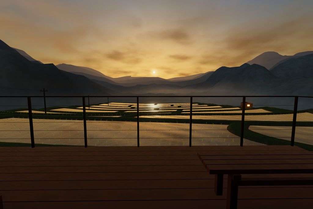 【無料】夕焼け棚田の家【VRChatホームワールド】