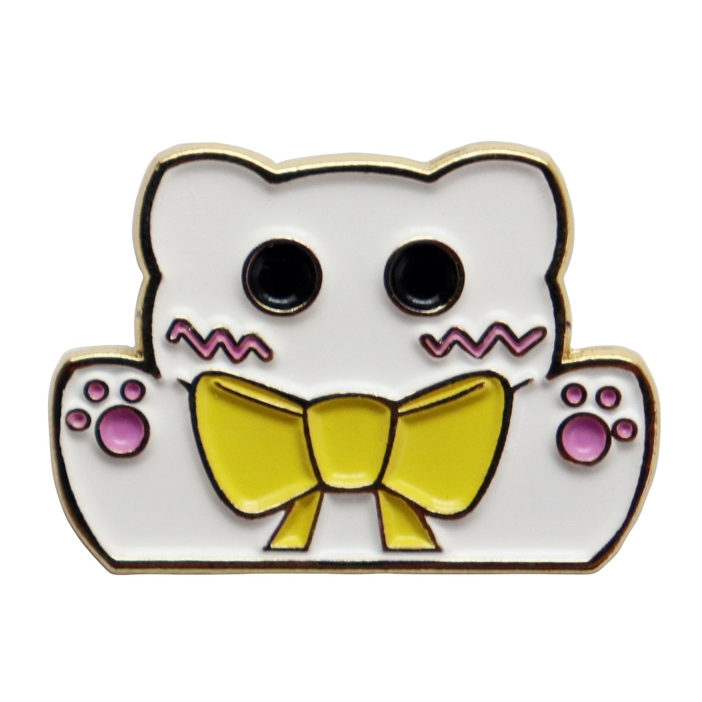 ピンバッジ しろにゃんこ デザイン：肉球の村。 かわいい猫（ネコ）ピンズ サイズ：2.5×1.8cm
