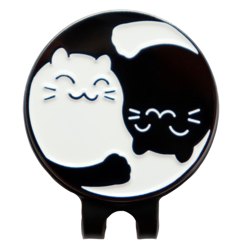 ゴルフマーカー 猫のタオマーク(太極図) ハットクリップ マグネット(磁石)着脱 かわいいネコのボールマーカー 鉄製
