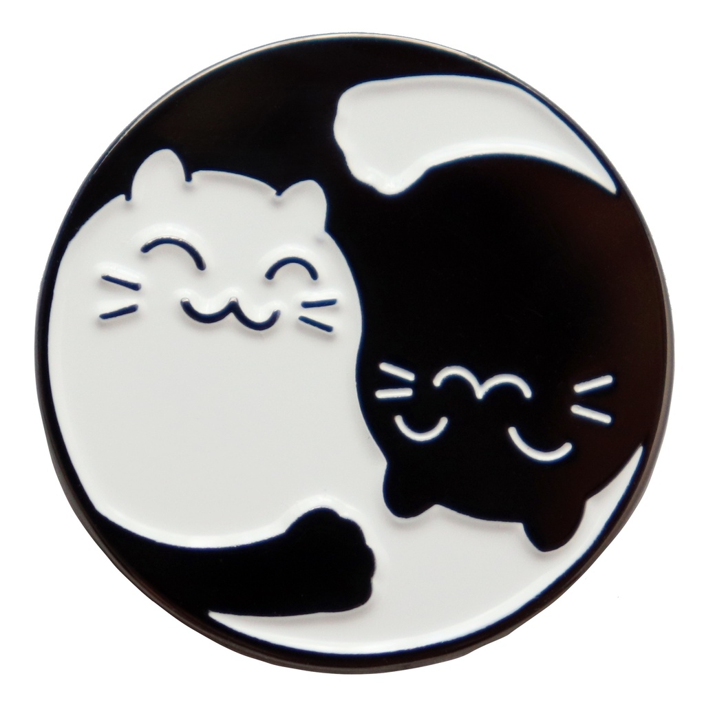 ゴルフマーカー 猫のタオマーク(太極図) かわいいネコのボールマーカー 土台・クリップ無し 単品