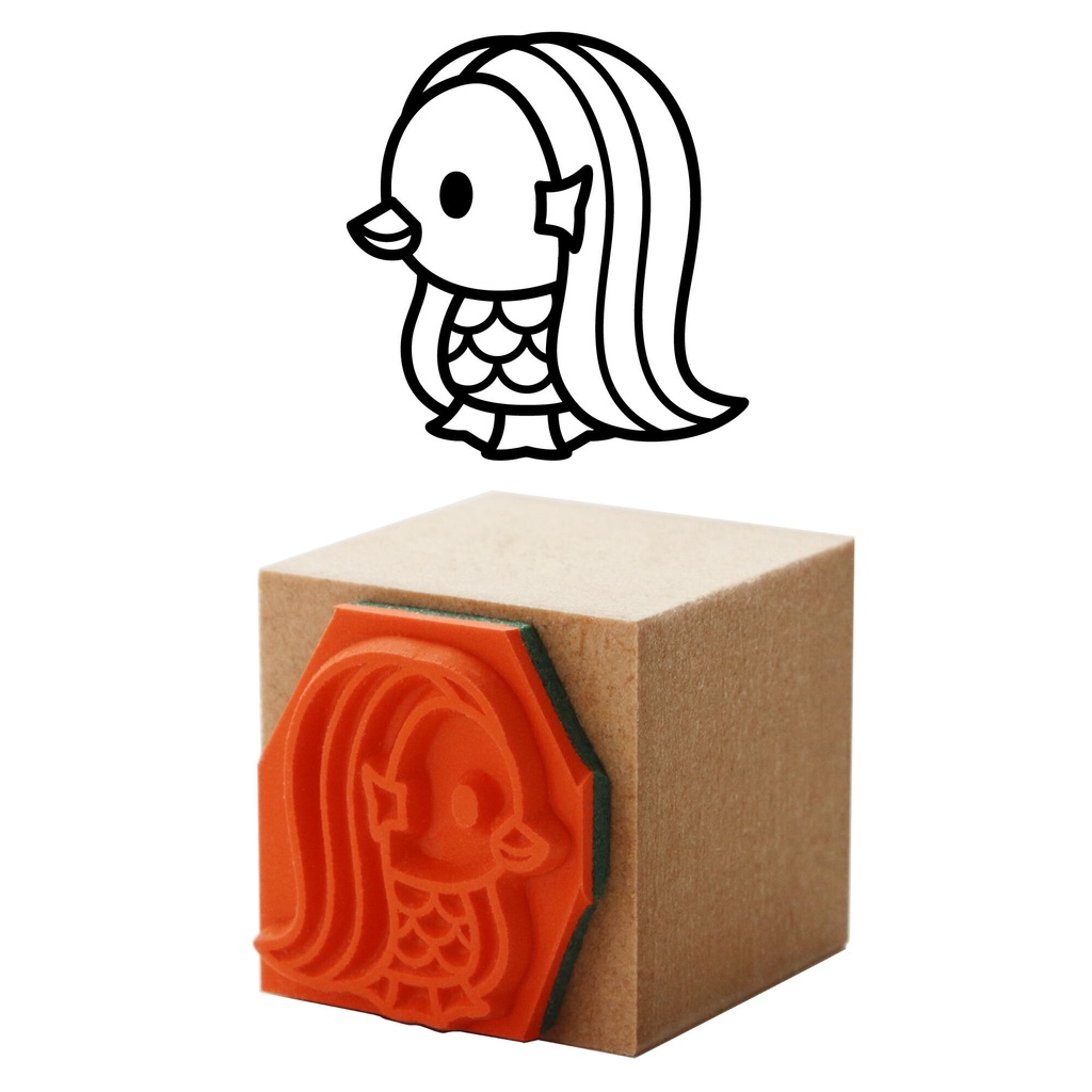 ハンコ かわいいアマビエ 疫病退散 妖怪 スタンプ・はんこ・ゴム印 印影サイズ:縦17mm、横17mm