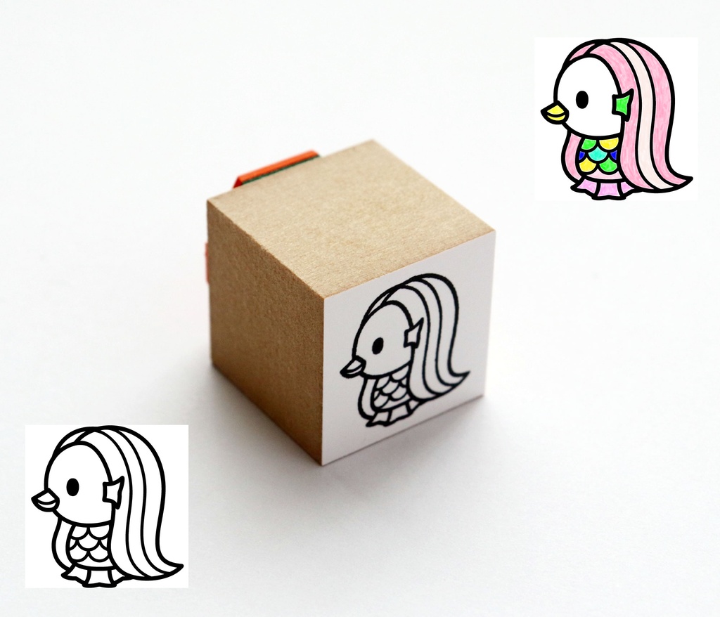 ハンコ かわいいアマビエ 疫病退散 妖怪 スタンプ・はんこ・ゴム印 印影サイズ:縦17mm、横17mm