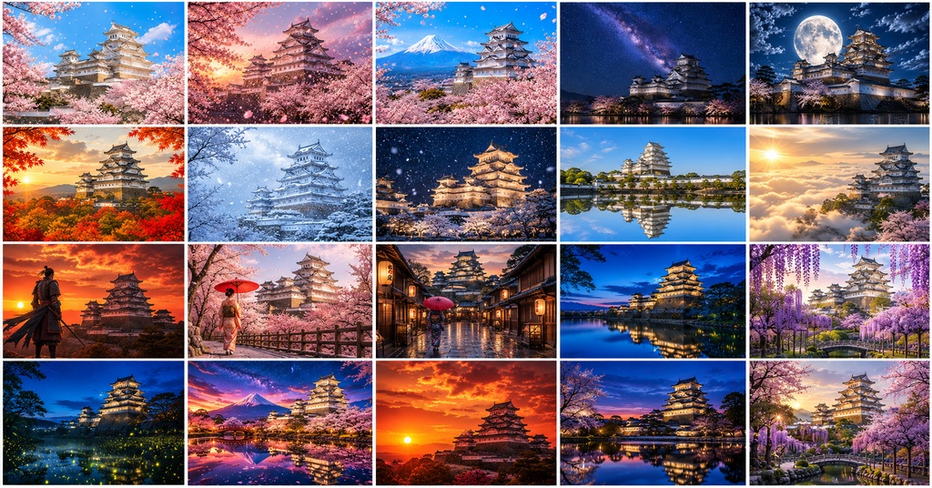 日本の城が、20の幻想世界へ｜スマホ＋PC 4K壁紙【全60ファイル】