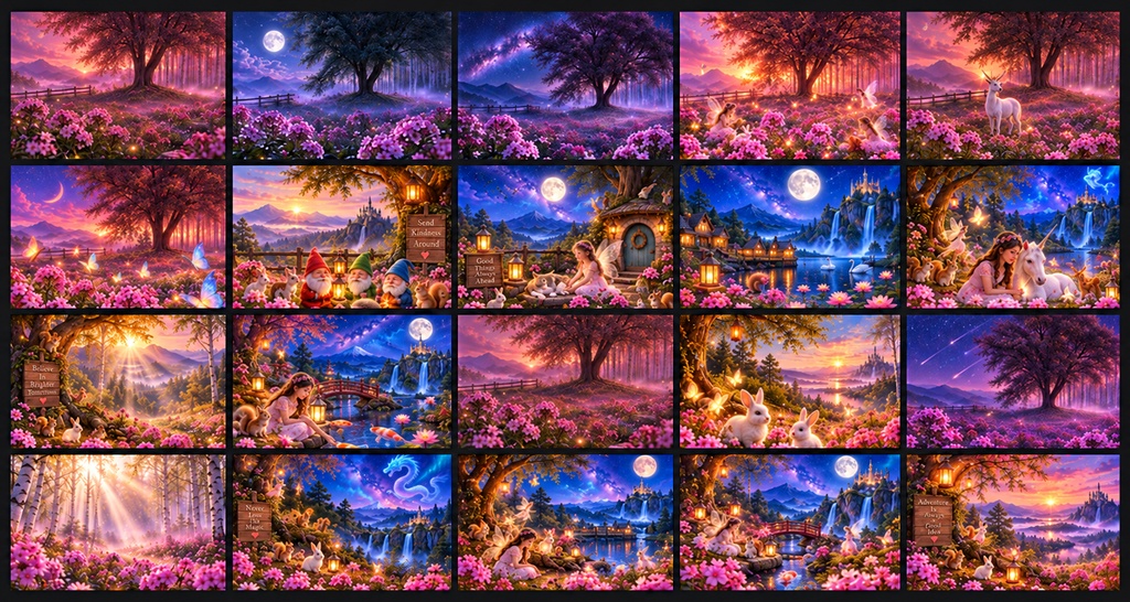幻想の花園と光の森 壁紙20選｜スマホ通常・高画質・PC用4Kセット【AI生成画像】