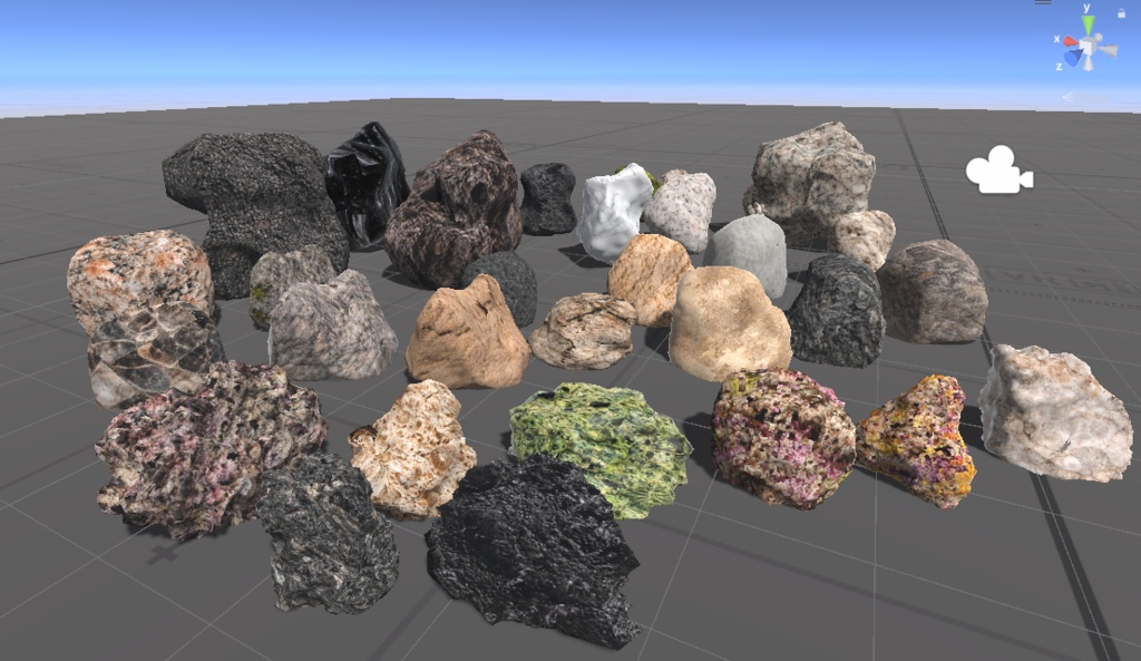 ワールド用アセット 岩30種フルセット 材質マテリアル付き