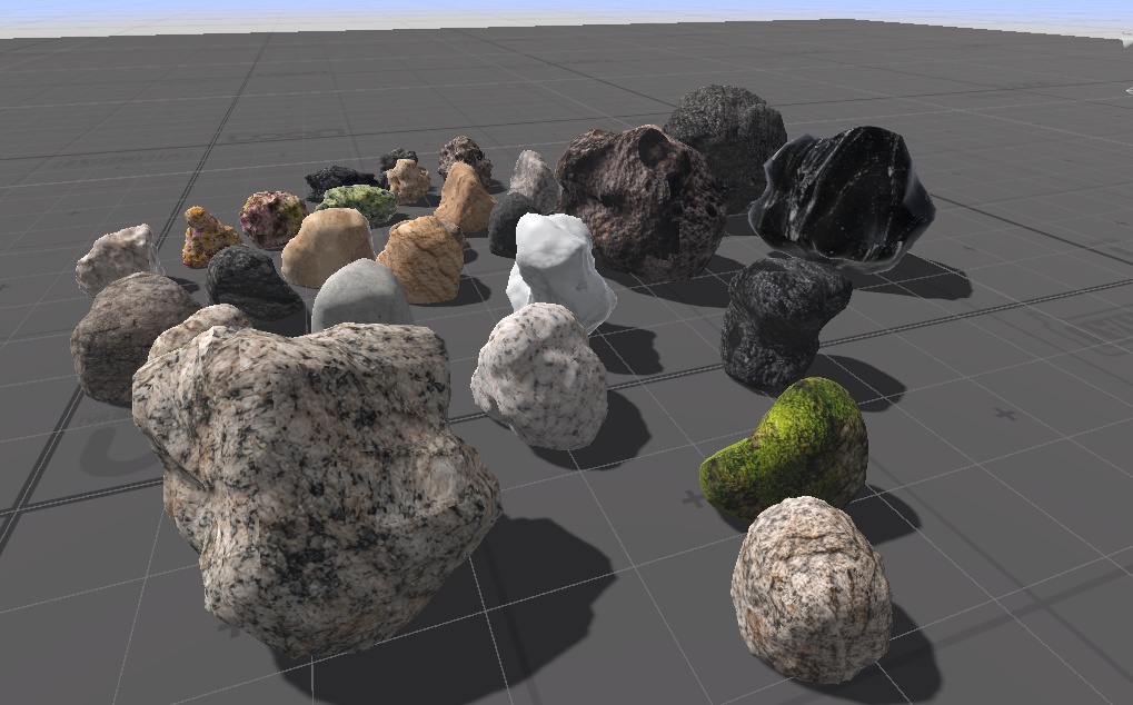ワールド用アセット 岩30種フルセット 材質マテリアル付き