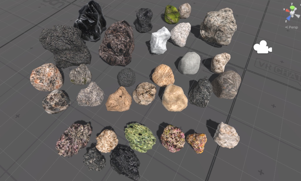 ワールド用アセット 岩30種フルセット 材質マテリアル付き
