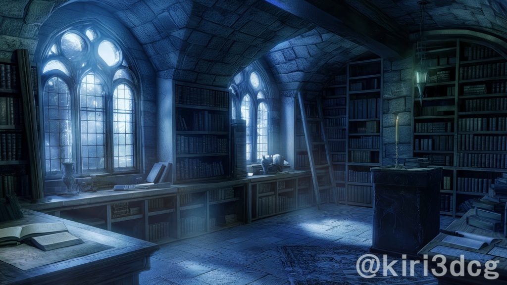 【配信画面セット!】青の書斎 vtuber様 配信者様向け 雑談枠 歌枠 ゲーム配信などに♪