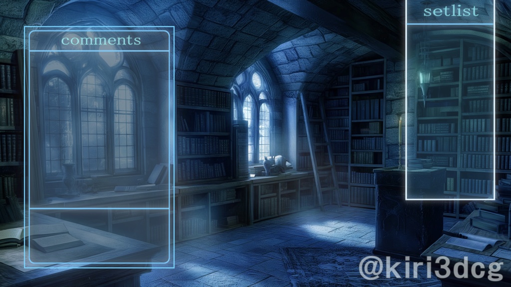 【配信画面セット!】青の書斎 vtuber様 配信者様向け 雑談枠 歌枠 ゲーム配信などに♪