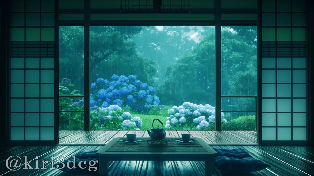 【背景ループ素材】雨の日の和室 vtuberさん配信者さん向け 歌枠 雑談枠などに♪ 配信背景 素材 和室 雨 梅雨 Animated Background【背景素材】