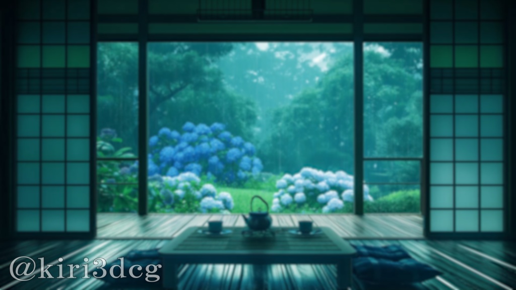【背景ループ素材】雨の日の和室 vtuberさん配信者さん向け 歌枠 雑談枠などに♪ 配信背景 素材 和室 雨 梅雨 Animated Background【背景素材】