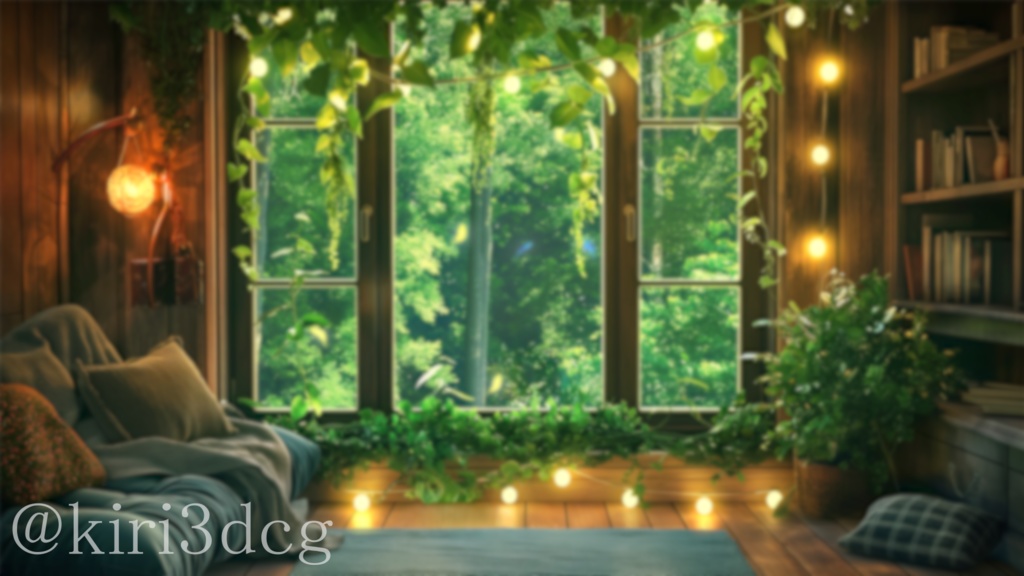 【背景ループ素材】森の秘密の小部屋 vtuber様 配信者様向け 雑談枠 歌枠などに♪ 植物 森 ファンタジー 緑 落ち着く お昼 夏 蝶 Animated Background【配信画面】