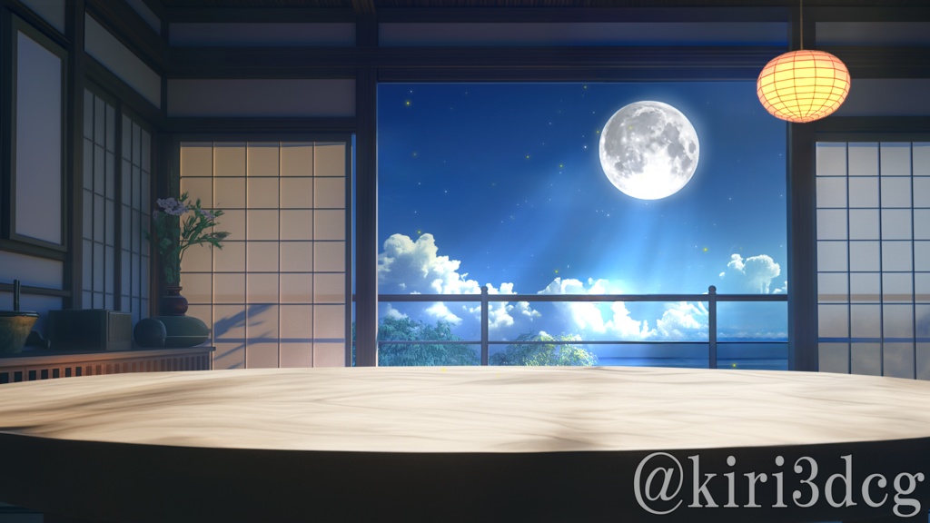 【動く!配信画面セット】月明かりが照らす和室ver2 vtuber様 配信者様向け 歌枠 雑談枠などに♪  配信背景 素材 和室 月 星空 Animated Background【背景ループ素材】
