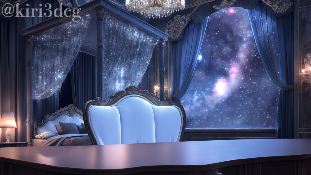 【配信画面セット!】星が輝く寝室 vtuber様 配信者様向け 歌枠 雑談枠などに♪ 配信背景 素材 夜 星 流れ星 寝室 夜活 神秘的 幻想的 ファンタジー Animated Background【背景ループ素材】