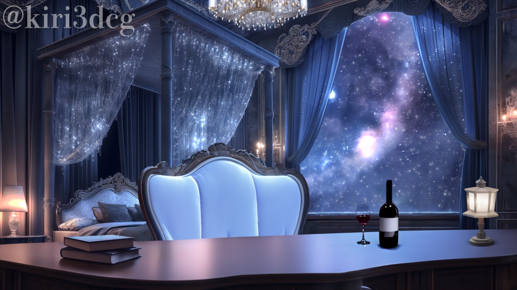 【配信画面セット!】星が輝く寝室 vtuber様 配信者様向け 歌枠 雑談枠などに♪ 配信背景 素材 夜 星 流れ星 寝室 夜活 神秘的 幻想的 ファンタジー Animated Background【背景ループ素材】