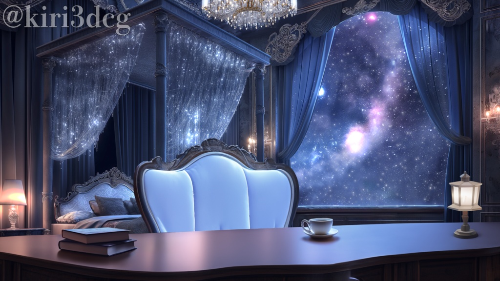 【配信画面セット!】星が輝く寝室 vtuber様 配信者様向け 歌枠 雑談枠などに♪ 配信背景 素材 夜 星 流れ星 寝室 夜活 神秘的 幻想的 ファンタジー Animated Background【背景ループ素材】