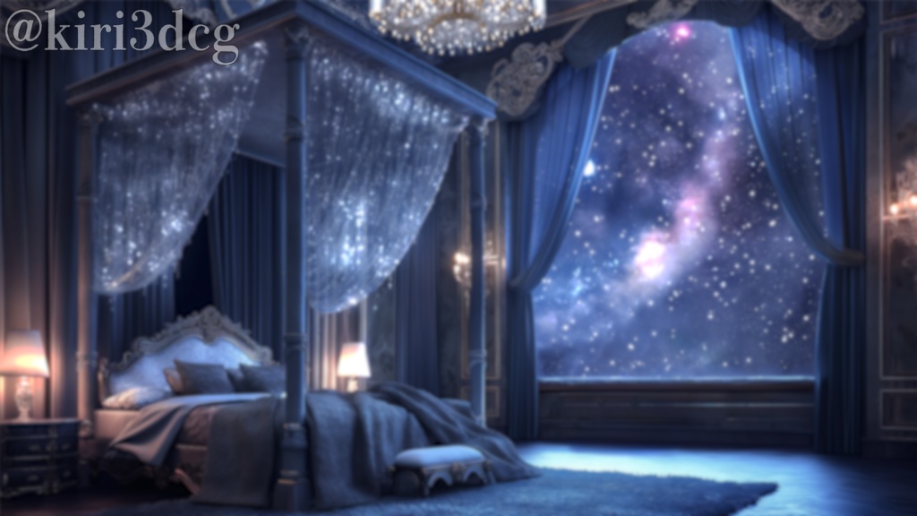 【配信画面セット!】星が輝く寝室 vtuber様 配信者様向け 歌枠 雑談枠などに♪ 配信背景 素材 夜 星 流れ星 寝室 夜活 神秘的 幻想的 ファンタジー Animated Background【背景ループ素材】