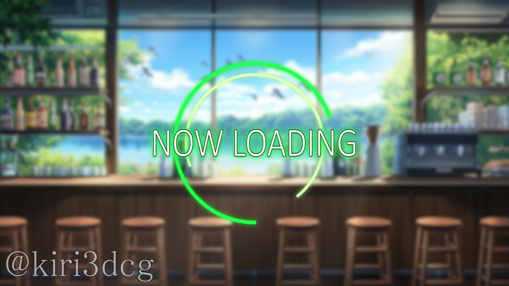 【動く!配信画面セット!】湖の見えるカフェバー vtuber様 配信者様向け 歌枠 雑談枠などに♪ 配信背景 背景 素材 朝活 朝 バー 鳥 湖 カフェ Animated Background【背景ループ素材】