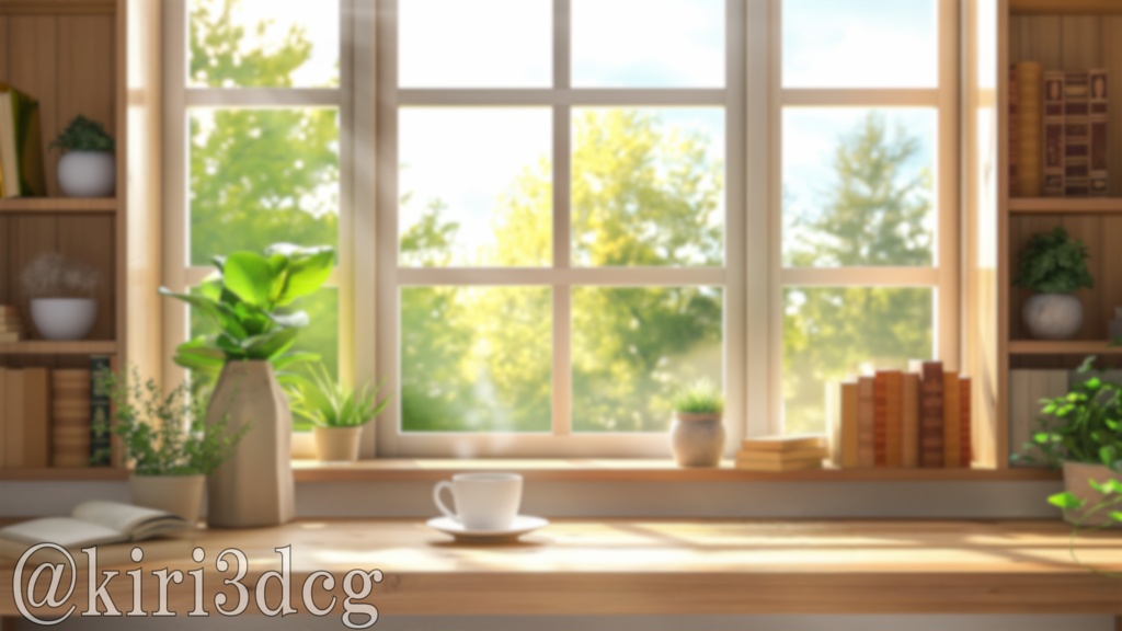 【動く!配信画面セット!】朝日が降り注ぐ窓際 vtuber様 配信者様向け 歌枠 雑談枠などに♪ 配信背景 素材 朝 朝活 コーヒー 朝日 Animated Background【背景ループ素材】