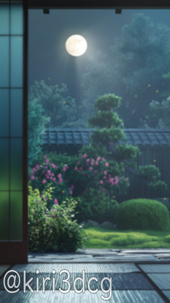 【縦型配信背景】月明かりの入る和室 vtuber様 配信者様向け 雑談枠 歌枠などに♪ 和室 落ち着く 月 光 蛍 配信用 配信背景 配信素材 Animated Background【背景ループ素材】