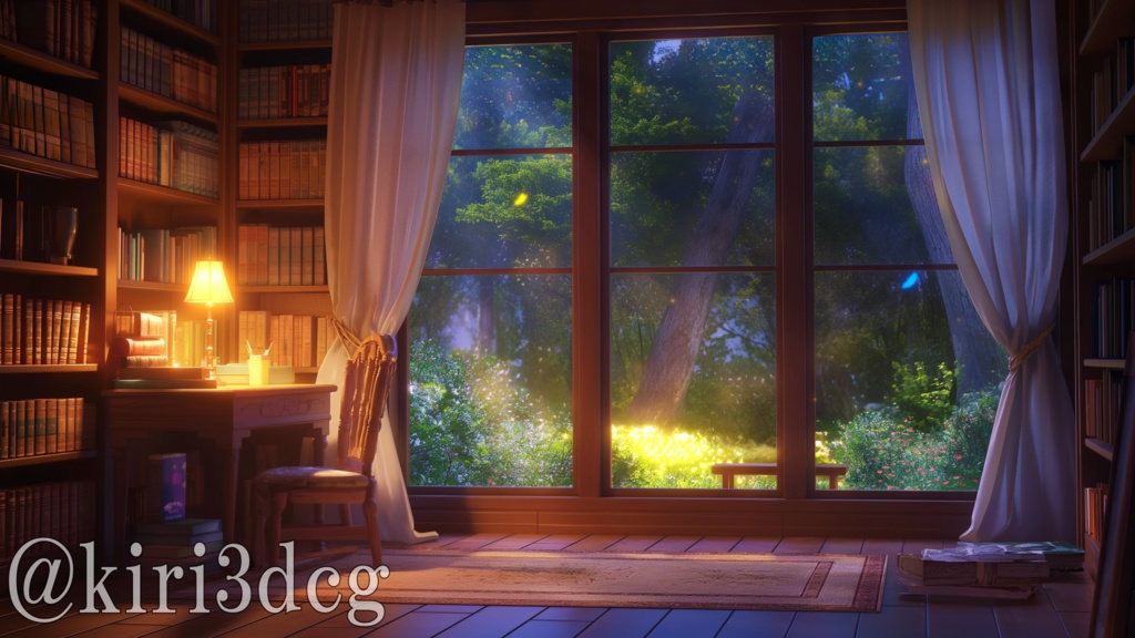 【動く!配信画面セット!】静かな夜の書斎 vtuber様 配信者様向け 歌枠 雑談枠などに♪ 夏 夜 配信背景 書斎 蝶 素材 背景 Animated Background【背景ループ素材】