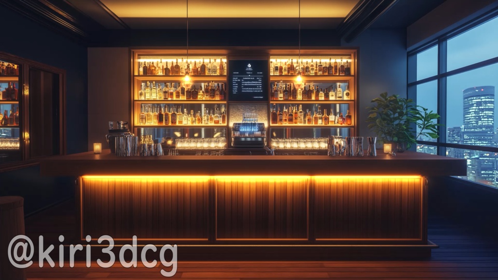 【背景ループ素材】ビルの中にあるBAR vtuber様 配信者様向け 歌枠 雑談枠などに♪ 配信背景 素材 夜 夜活 バー Animated Background【配信用】