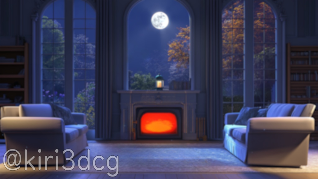 【動く!配信画面セット!】月明かりが照らす洋館 vtuber様 配信者様向け 歌枠 雑談枠などに♪  ファンタジー 夜 夜活 配信背景 素材 背景 洋館 Animated Background【背景ループ素材】