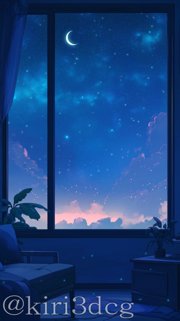 【縦型背景素材】窓から眺める流れ星 vtuber様 配信者様向け 雑談枠 歌枠などに♪  落ち着く 月 流れ星 配信用 配信背景 配信素材 Animated Background【背景ループ素材】