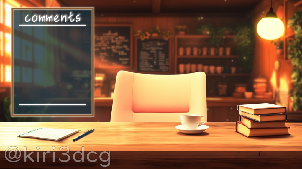 【配信画面セット!】日が差し込むカフェ vtuber様 配信者様向け 雑談枠などに♪ 配信背景 素材 コーヒー カフェ 本 Animated Background【背景ループ素材】