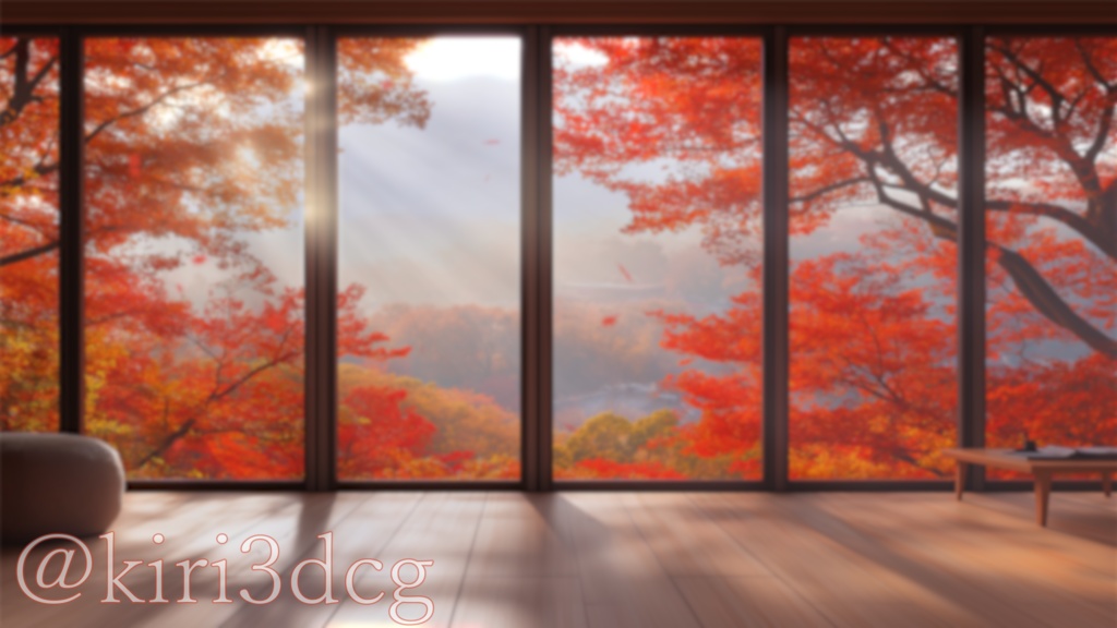 【配信画面セット!】紅葉が散るリビング vtuber様 配信者様向け 歌枠 雑談枠などに♪ 配信背景 素材 昼 朝 紅葉 リビング 癒し 秋素材 景色 Animated Background【背景ループ素材】
