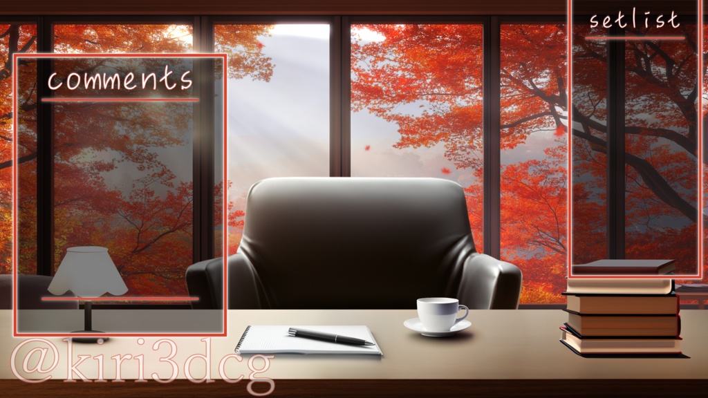 【配信画面セット!】紅葉が散るリビング vtuber様 配信者様向け 歌枠 雑談枠などに♪ 配信背景 素材 昼 朝 紅葉 リビング 癒し 秋素材 景色 Animated Background【背景ループ素材】