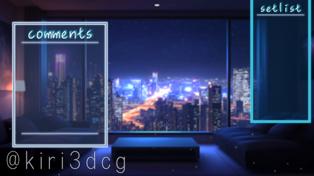 【配信画面セット!】都会のモダンリビング vtuber様 配信者様向け 歌枠や雑談枠などに♪ 背景素材 素材 リビング 夜 雨 モダン Animated Background【背景ループ素材】