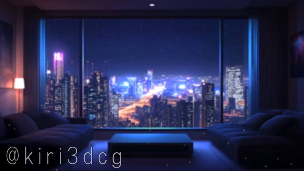 【配信画面セット!】都会のモダンリビング vtuber様 配信者様向け 歌枠や雑談枠などに♪ 背景素材 素材 リビング 夜 雨 モダン Animated Background【背景ループ素材】